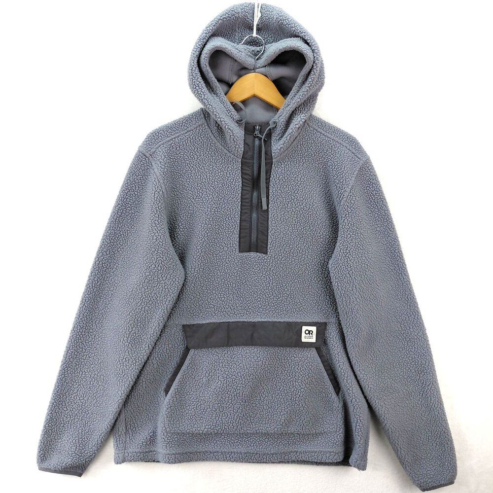 Outdoor Research Packwood Fleece Pullover Hoodie Men Large Gray 1/4 Zip Gorpcore